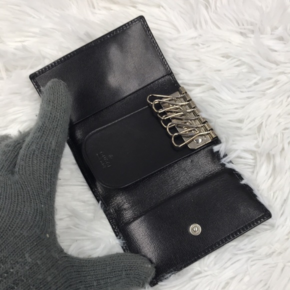 GUCCI LEATHER 6 KEY & CARD HOLDER BLK EUC - Picture 6 of 12